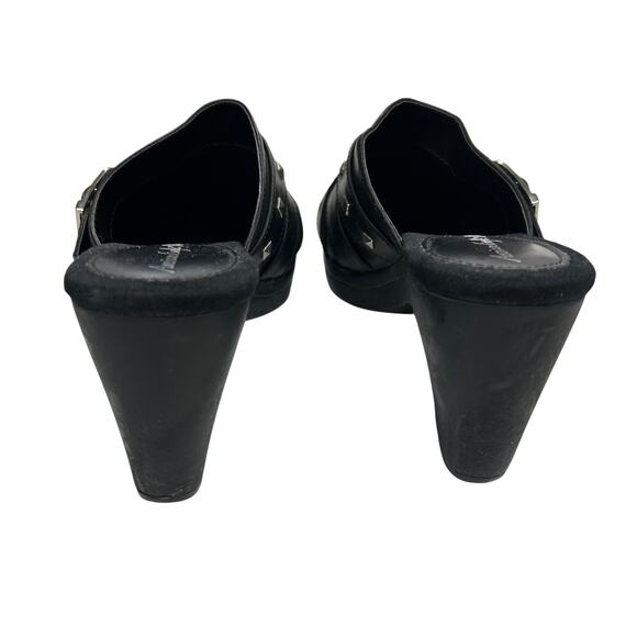 Y2K Rocker Chic Studded Mule Heels American Eagle Black Buckle Size 9 - Picture 7 of 7